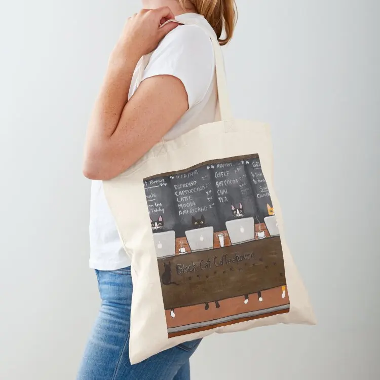 

Black Cat Coffeehouse Tote Bag shopper bag women hand bag ladies tote bags men Women's handbag