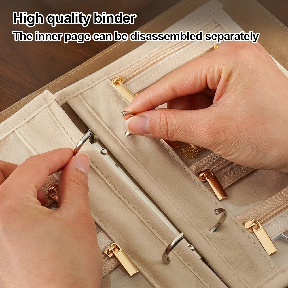 Chrysanthemum Jewelry Storage Book Luxury PU Leather Detachable Pages Binder Storage Book Quick Release