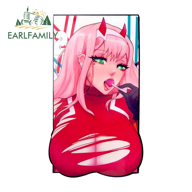 EARLFAMILY 13cm X 7.6cm for Zero Two Anime 02 Slap Lollipop Car Stickers Fashionable Waterproof Decals Creative Sunscreen