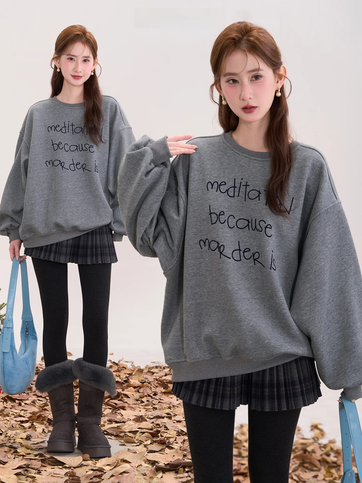 

Простой повседневный свитшот с круглым вырезом для женщин, весенний модный топ, домашняя одежда, милый принт «Облако», ежегодный выпуск 2026, повседневный стиль, принт с буквами