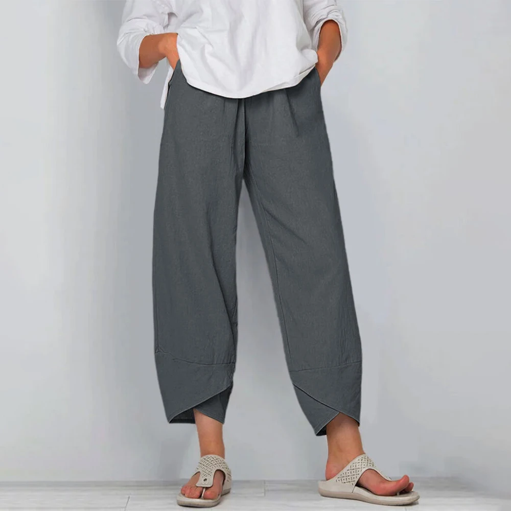 Women Vintgae Harjauku Cotton and Linen Loose Harem Pants Casual High Waist Wide Leg Trousers Oversized Baggy Pants Joggers