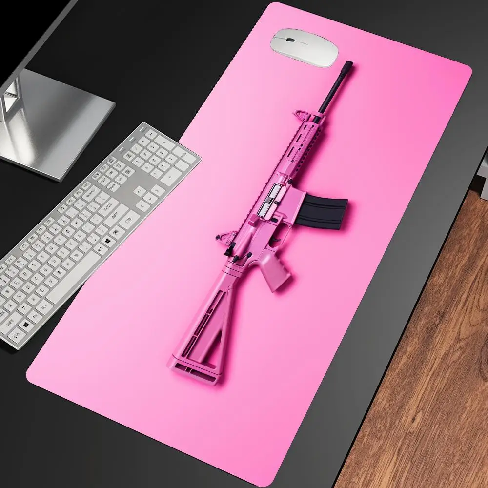 Airsoft Pink Gun Mousepad Pc Accessories Desk Interior Gaming Mats Playmat Carpet Mouse Mat Desk Pad Gamer Setup Decoration