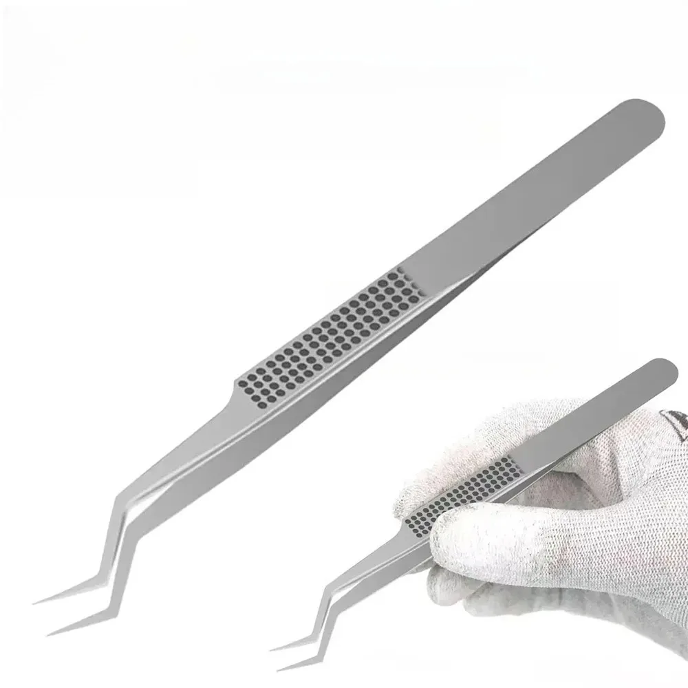 1/2pcs Stainless Steel Anti‑Corrosion Soldering Tweezers Extra Long Fine Point Heat Resistant Precision Repair Tool