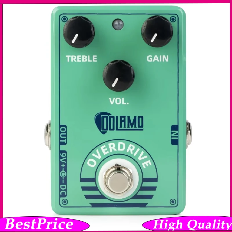 Pedal de Guitarra Overdrive, Pedal de Efeito para Guitarra Elétrica, True Bypass, Controle de Treble, Gain e Volume, Som Clássico de Overdrive