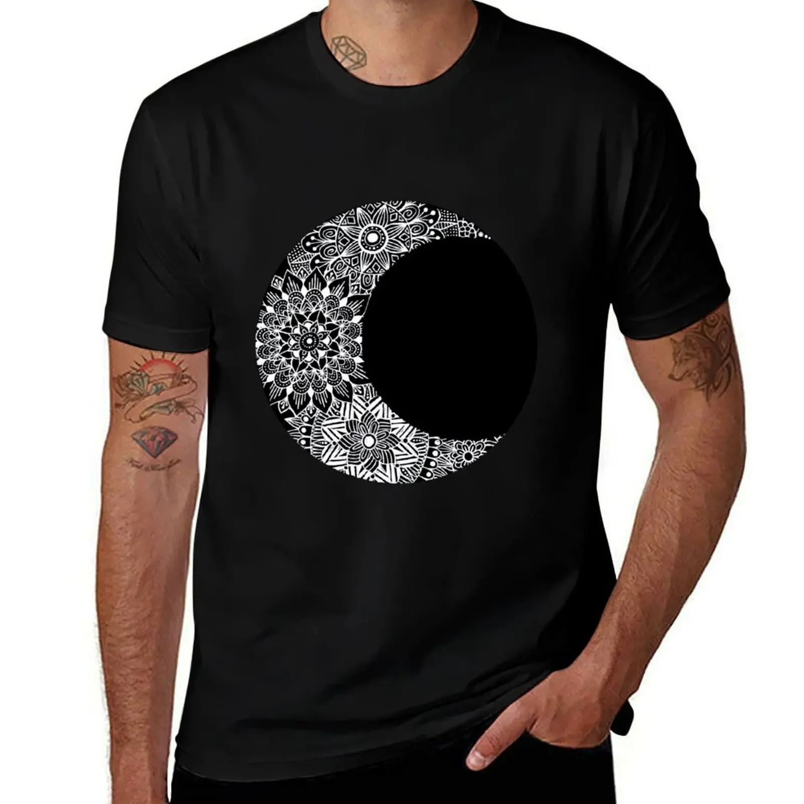 Crescent moon mandala T-Shirt boys whites blacks men t shirt