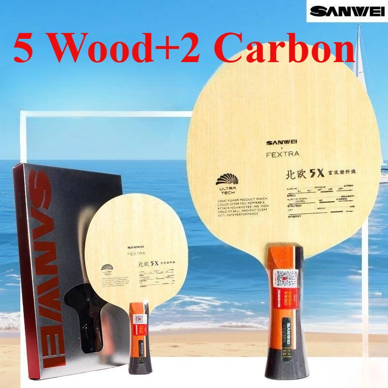 

Original SANWEI FEXTRA 5X Table Tennis Blade Inner Outer Basalt Fiber Ping Pong Paddle Professional 7-Ply Table Tennis Racket