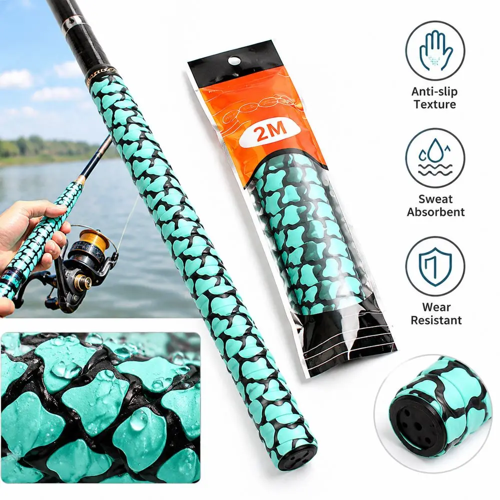 Anti-Slip Grip Band Fishing Rod Grip Tape Textured Surface EVA Badminton Racket Handle Strap Self-Adhesive Wear Resistant