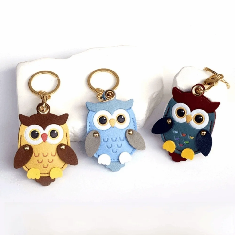 Cartoon Owl Charm Cartoon Owl Keychain PU Leather Faux Leather Card Holder Keychain Waterproof 2 in 1 Holder