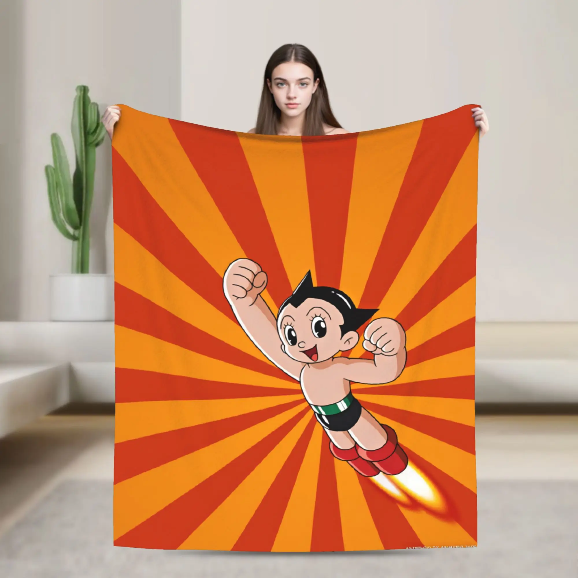 Astro Cartoon Boy Blanket  Picnic Flannel Throw Blanket For Couch Chair Soft Warm Design Quality Bedspread Gift
