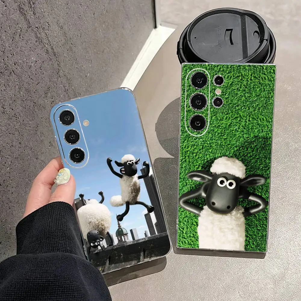 Shaun The S-Sheep Cute  Phone Case For Samsung S25,S24,S21,S22,S23,S30,Ultra,S20,Plus,Fe,Note,10,9,5G Transparent Cover