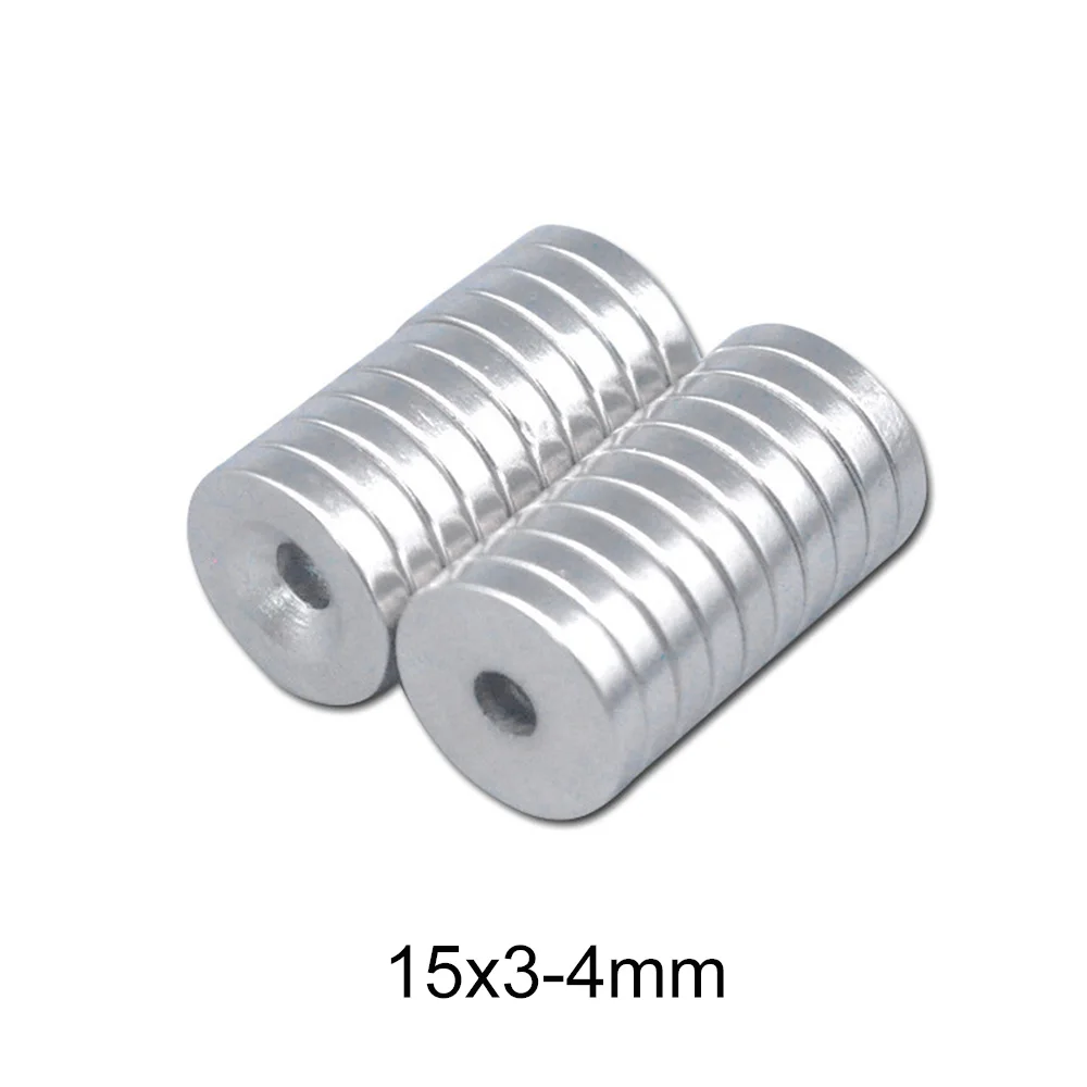 10 pz 15 x3-4 N52 Iman potente magnete da pesca al neodimio cubo rotondo con foro Imanix Imas staffe magnetiche saldatura magnetizzare