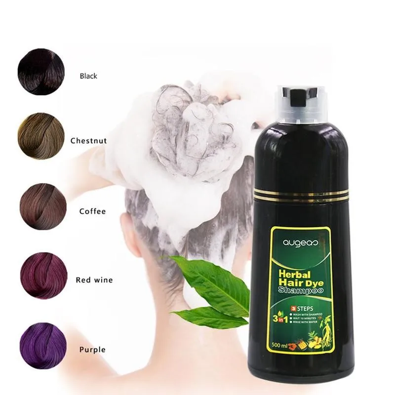 Tintura De Cabelo De Essência Vegetal Natural Orgânica, Shampoo Cor De Cabelo Rápido, Capa Unisex, Cinza Branco e Branco, Apenas 15-25 Mins