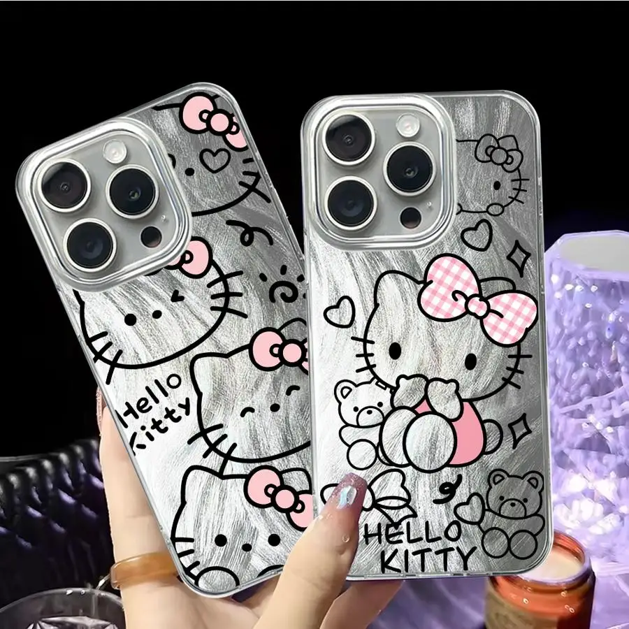 حافظة هاتف كارتونية هالو كيتي لهاتف آيفون 17 Air 13 Pro 16 Pro Max 14 Plus 11 12 14 16e 15 غلاف ناعم أسود