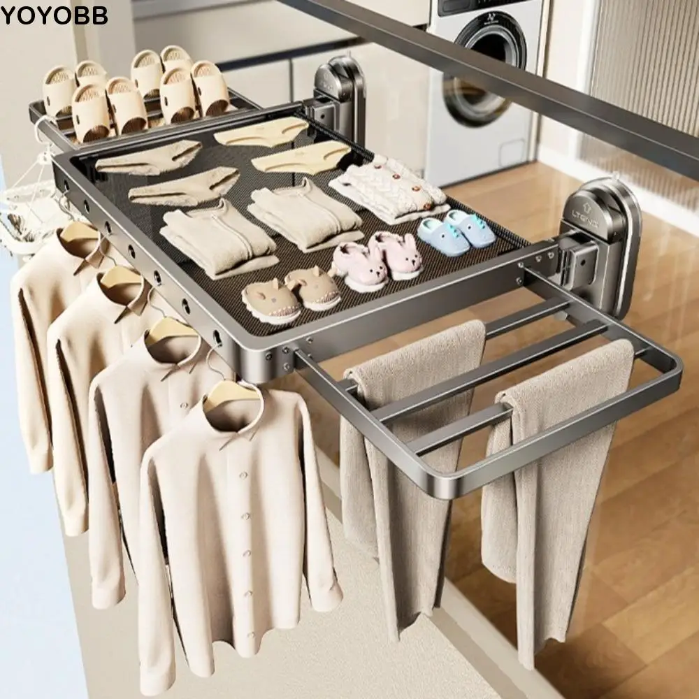 

Adjustable Suction Cup Drying Rack No Punching Space Saving Indoor Drying Rack Portable Sturdy Foldable Drying Net Laundry Room