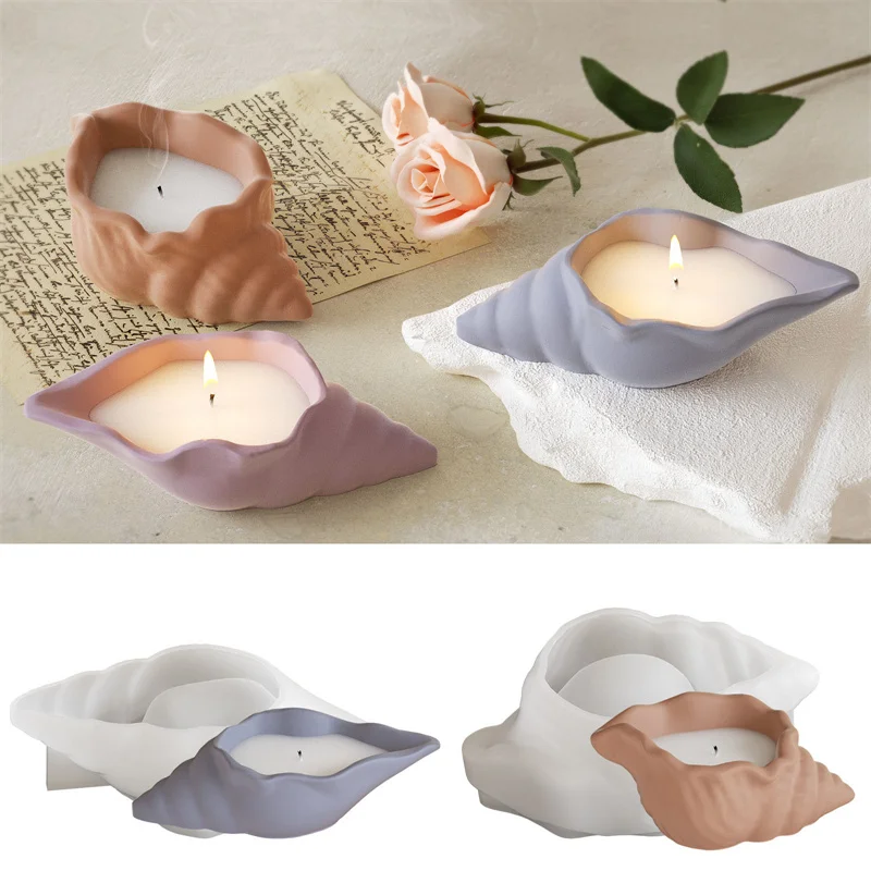 DIY Conch Bedroom Decoration Drop Glue Candle Mold Conch Shell Jewelry Storage Box Aromatherapy Candle Gypsum Silicone Mold