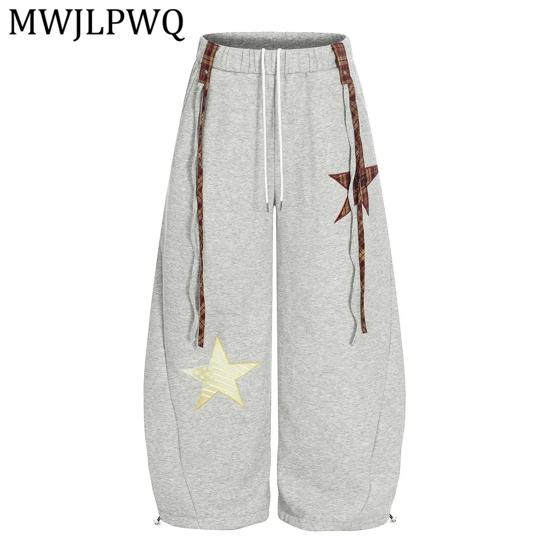 

Мужские хип-хоп брюки-джоггеры MWJLPWQ с флисовой подкладкой, в американском уличном стиле, драпированные, широкие, длинные, весна 2026, 22012