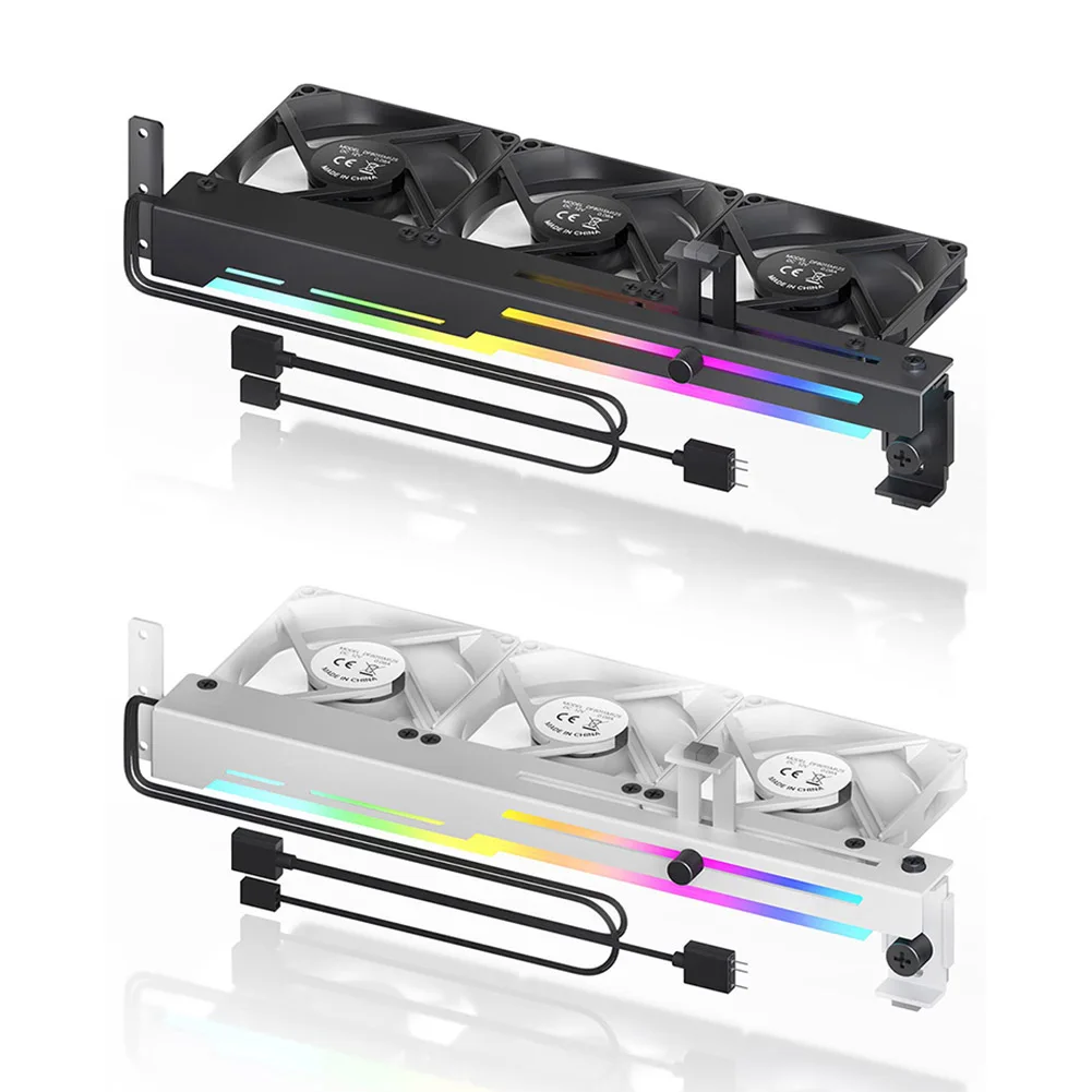 

2 in 1 Graphics Card Cooler 1800RPM 5V 3Pin ARGB Graphics Card Radiator with 3x80mm Fans RGB LED Graphics Card Holder