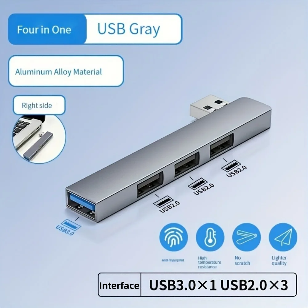 4-in-1 Aluminium USB-Hub Typ C 4-Port Multifunktions-USB-C-Splitter OTG-Adapter Schnelle Übertragung für USB-Sticks Verschiedene Computergeräte