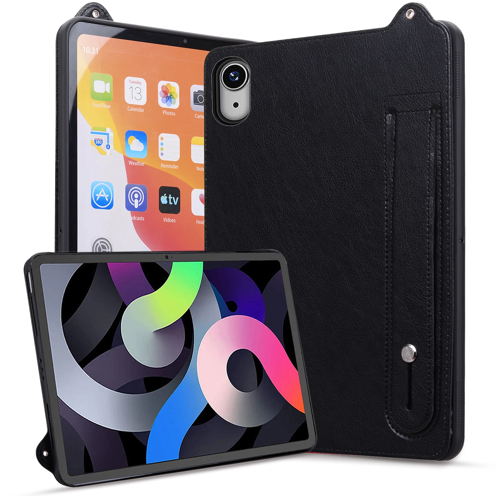 

Luxury Leather Stand Case For iPad 2025 10.2 10.9 11 12.9 13 inch Pro Air 4 5 6 MINI 7 8 9 10th 11th Generation Wrist Band Cover