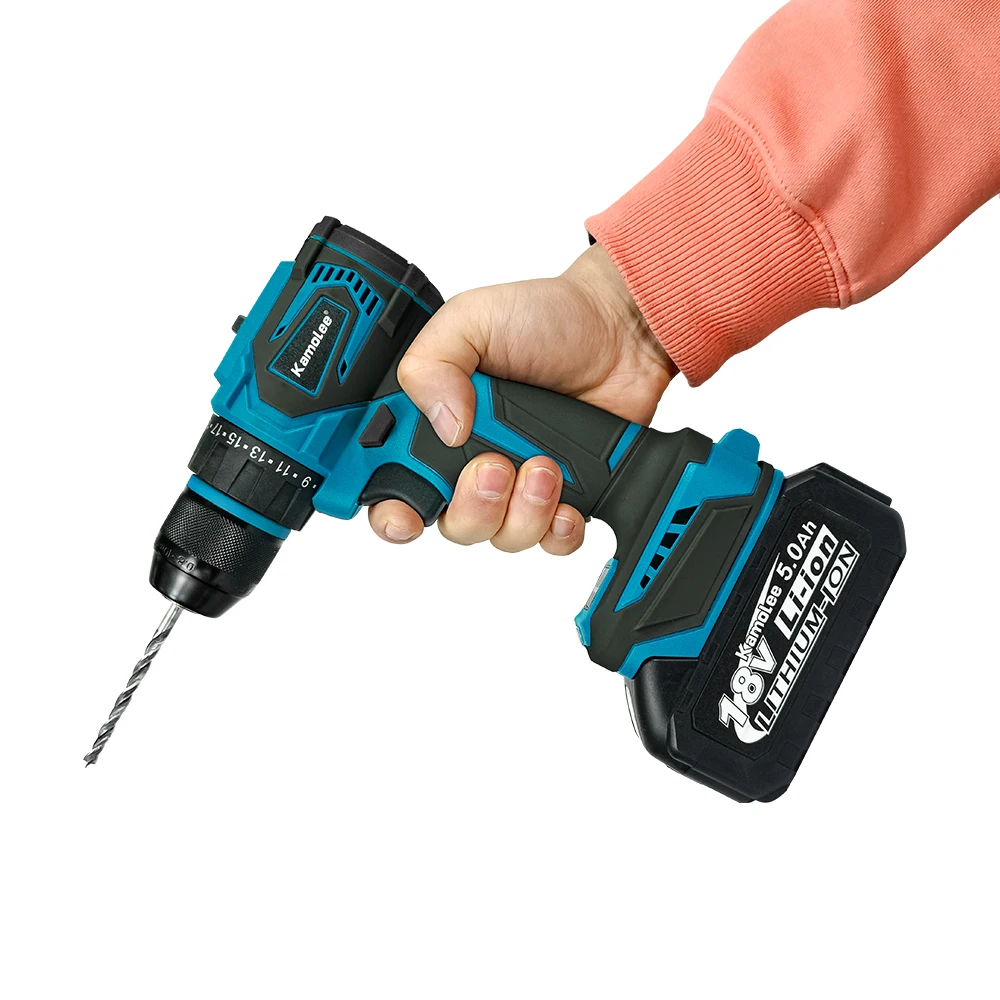 Kamolee 10MM Bürstenloser Elektrischer Schlagbohrer-Set, inklusive Zubehör, Akku-Schrauber, Lithium-Batterie-Handbohrer – Detail 12