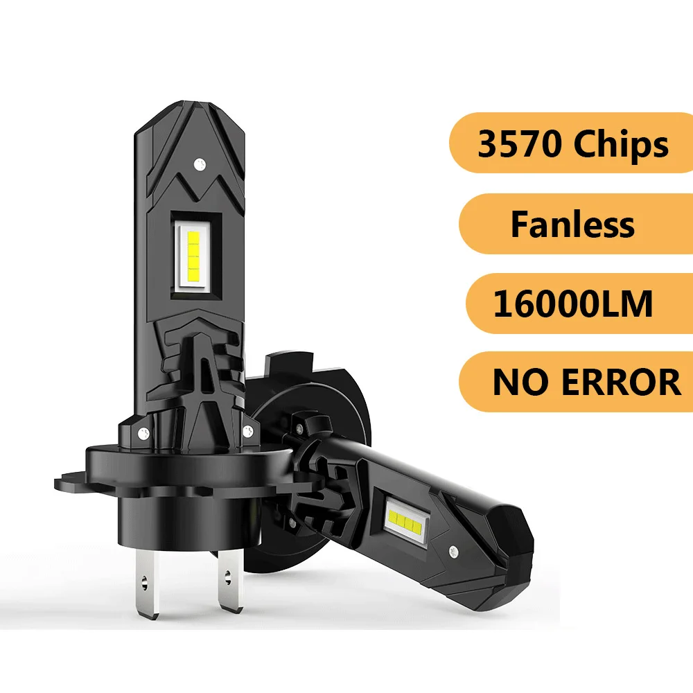 

16000LM H7 LED Fanless Headlight Bulb 6500K White Wireless Car Head Lamp Light LED 360 H7 Mini Bulbs H7 CSP Chip 12V