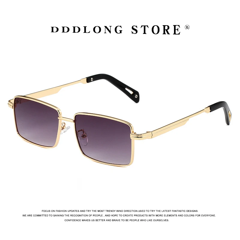 DDDLONG Retro Fashion Square Sunglasses Women Men Metal Sun Glasses Classic Vintage UV400 Outdoor Shadow Oculos De Sol D465