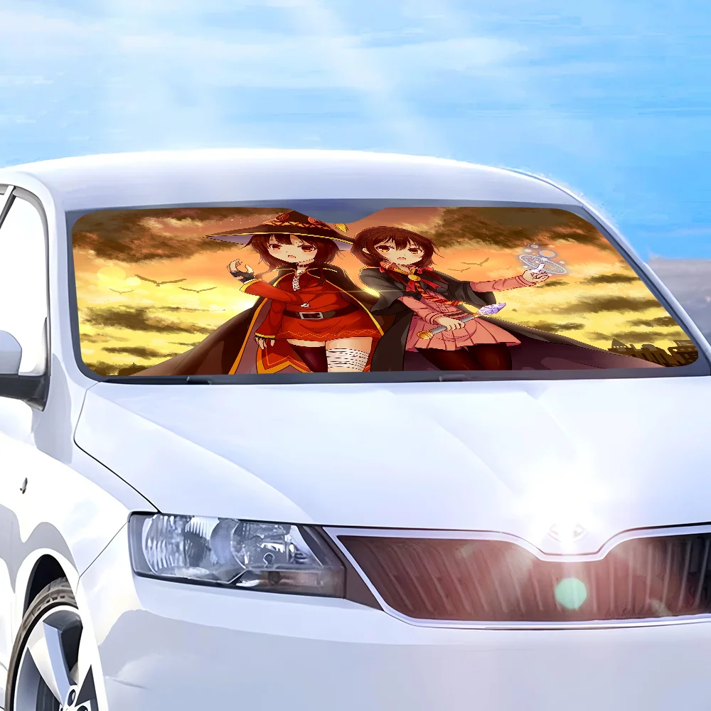 Mignon Aqua Konosuba pare-brise chauffant pare-soleil fenêtre de voiture pare-brise couverture pare-soleil Auto pare-soleil bâches de voiture