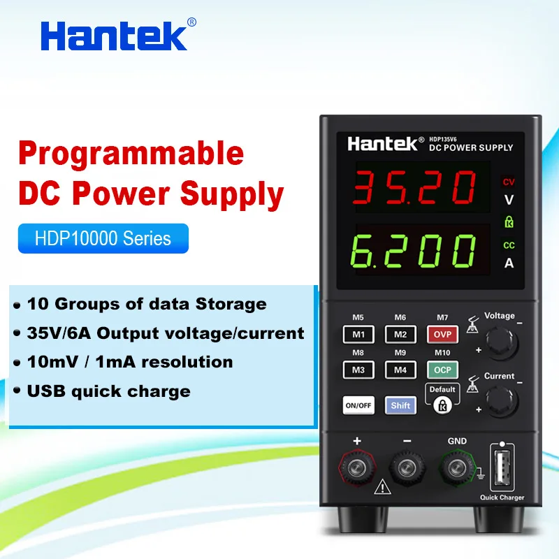 Hantek HDP1000 Series Programmable DC Power Supply 35V/6A Adjustable 1CH Voltage Current Switching Power Supply 110V 220V