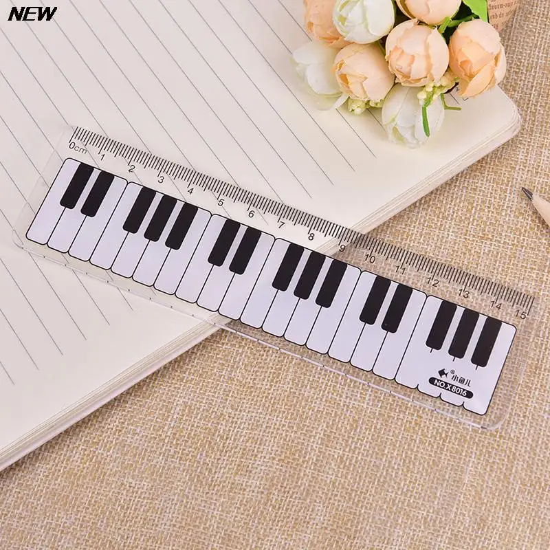 

1PC Creative Piano Keyboard Ruler 15cm 6in Musical Terms Black and White Plastic Student Suppies