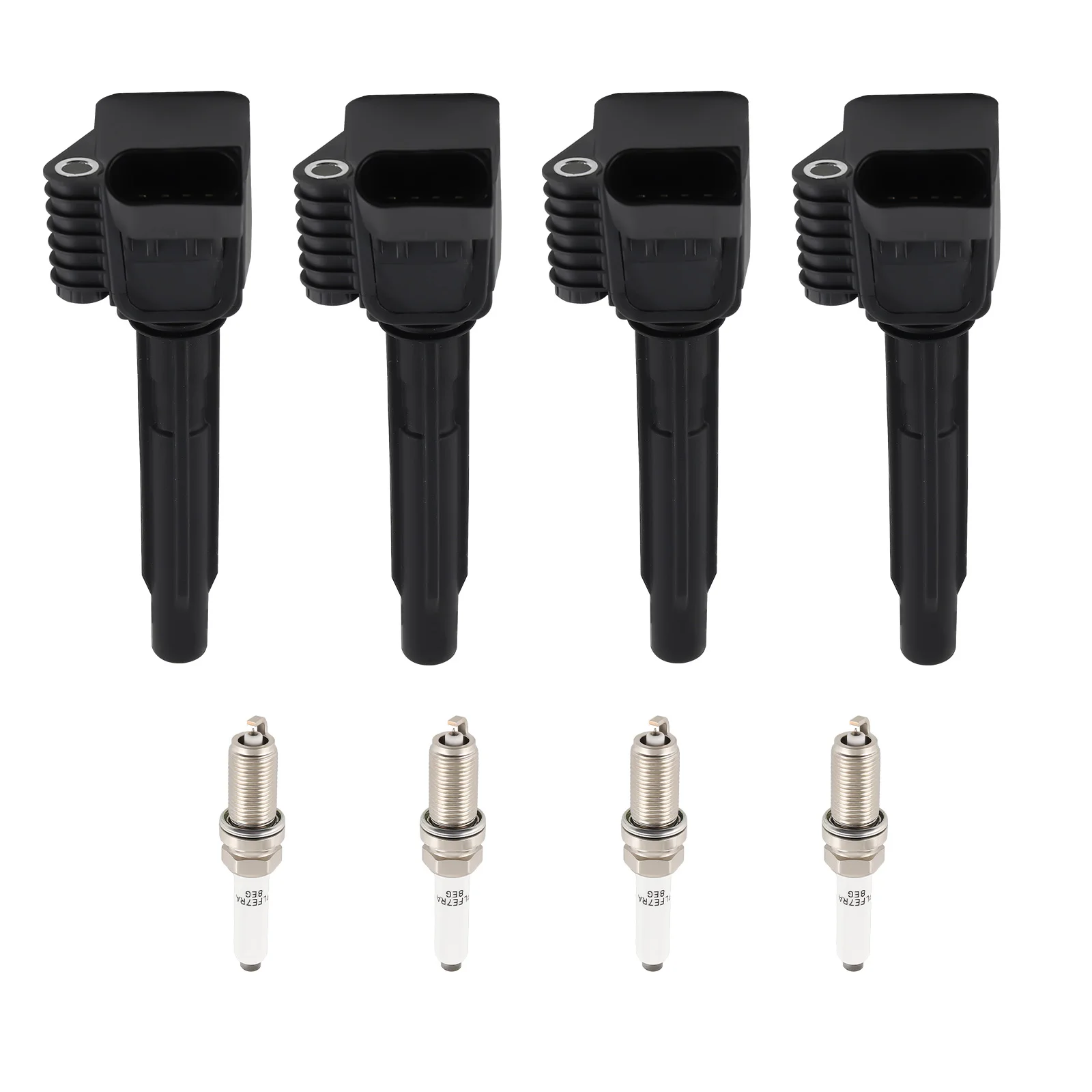

4X Ignition Coil + 4X Spark Plug For Audi A3 A4 A5 A6 Q5 Q7 S3 TTS UF716 95125
