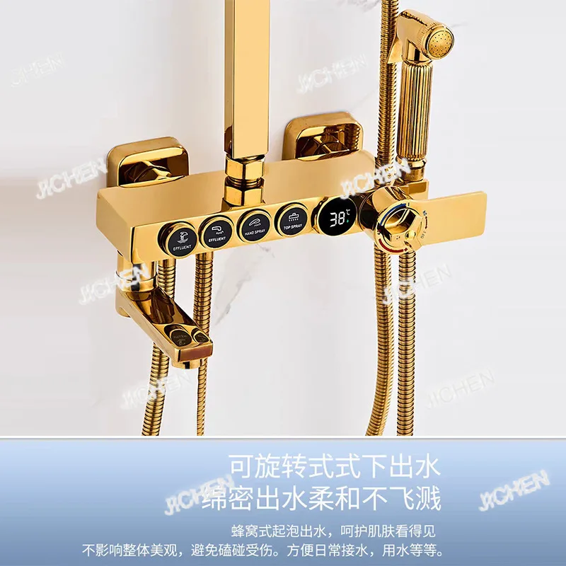 

ZQT Gold Full Copper Shower Shower Set Bath Home Bathroom Rain Head Toilet Shower