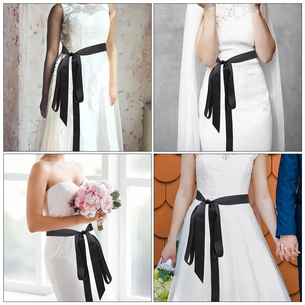 

2Pcs Bridal Satin Ribbon Belt Long Adjustable Waist Sash for Wedding Dress Women Bridesmaid Ribbon Bow Accessory