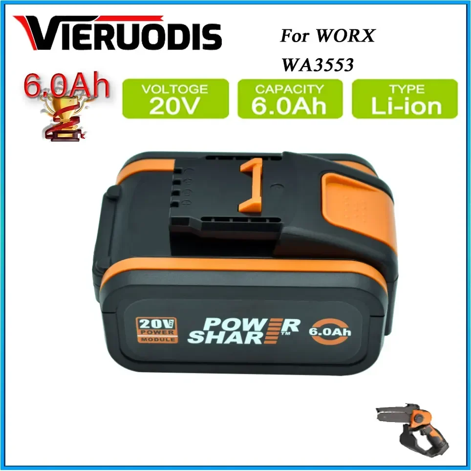 

For 20V Battery 6000mah Li-ion for Worx WX390/WX176/WX166.4/WX372.1 WX800/WX678/WX550/WX532/WG894E WG629E/WG329E/WG2