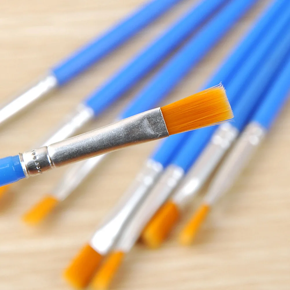 

40pcs Oil Painting Brushes For Kids Nylon Hair Art Flat Head Tools Watercolor Craft Lightweight Set Blue