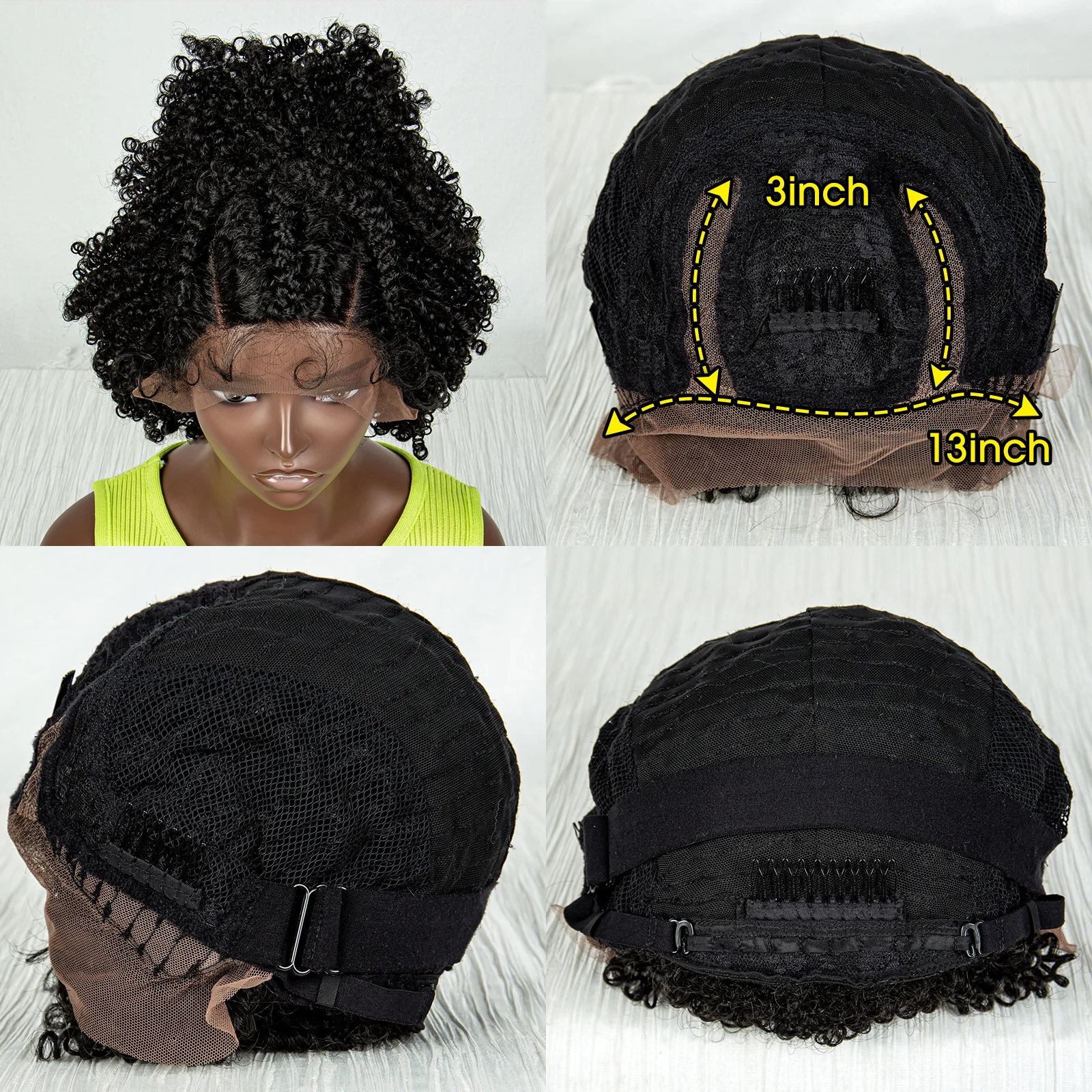 NEW Lace Front Braided Wigs Synthetic Knotless  Braid Wig with Baby Hair for Black Women Short Afro Curly Lace Braiding Hair Wig