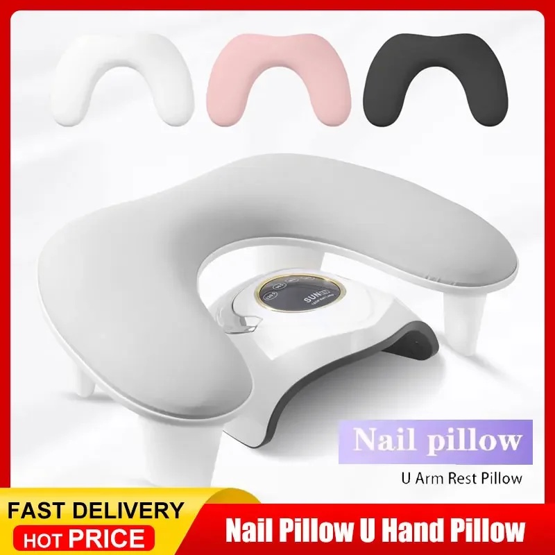 

Adjustable Height U-Shaped Nail Arm Rest Soft Microfiber PU Leather Hand Pillow for Manicure in Nail Salon Comfortable Support