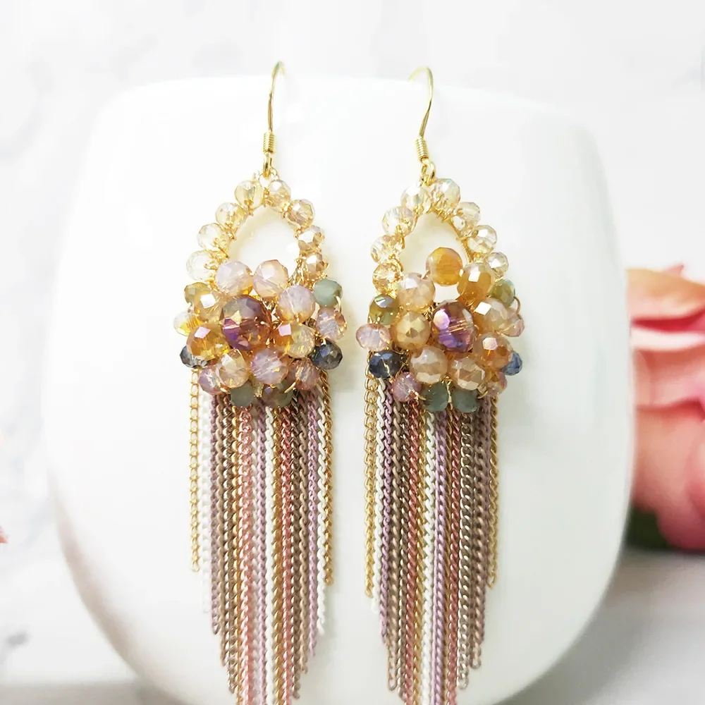 S925 Ethnic Handmade Retro Bohemian Tassel Earrings for Women Holiday Personalized Earring Christmas Gifts