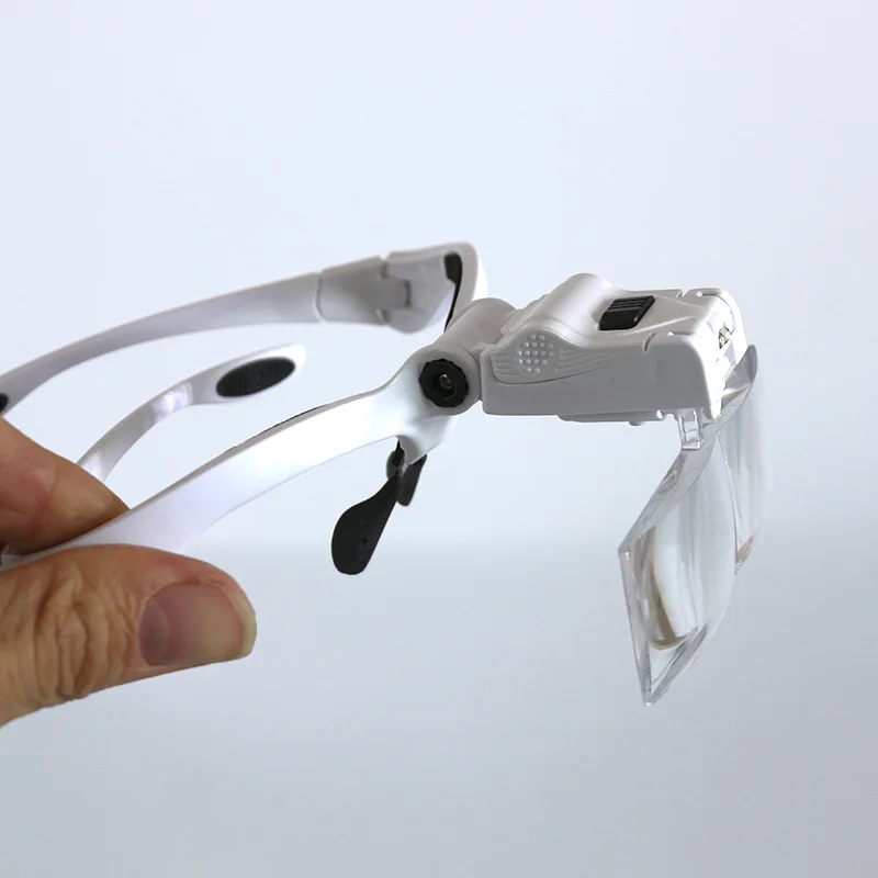 1X, 1.5X, 2X, 2.5X, 3.5X Head-Mounted Magnifying Glass with LED Light for Reading Jewelry Appraisals