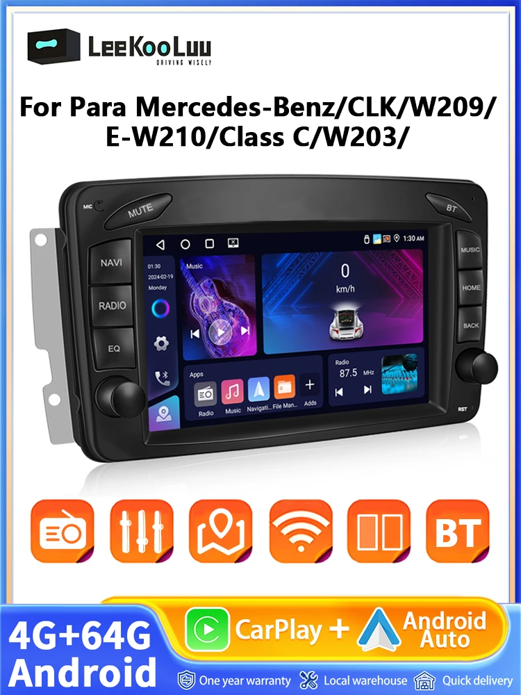 LeeKooLuu 4G Ram Android Autoradio Voor Mercedes Benz CLK W209 C209 W168 W203 W463 Vito Viano 1998-2006 Carplay GPS Stereo WIFI - afbeelding 2