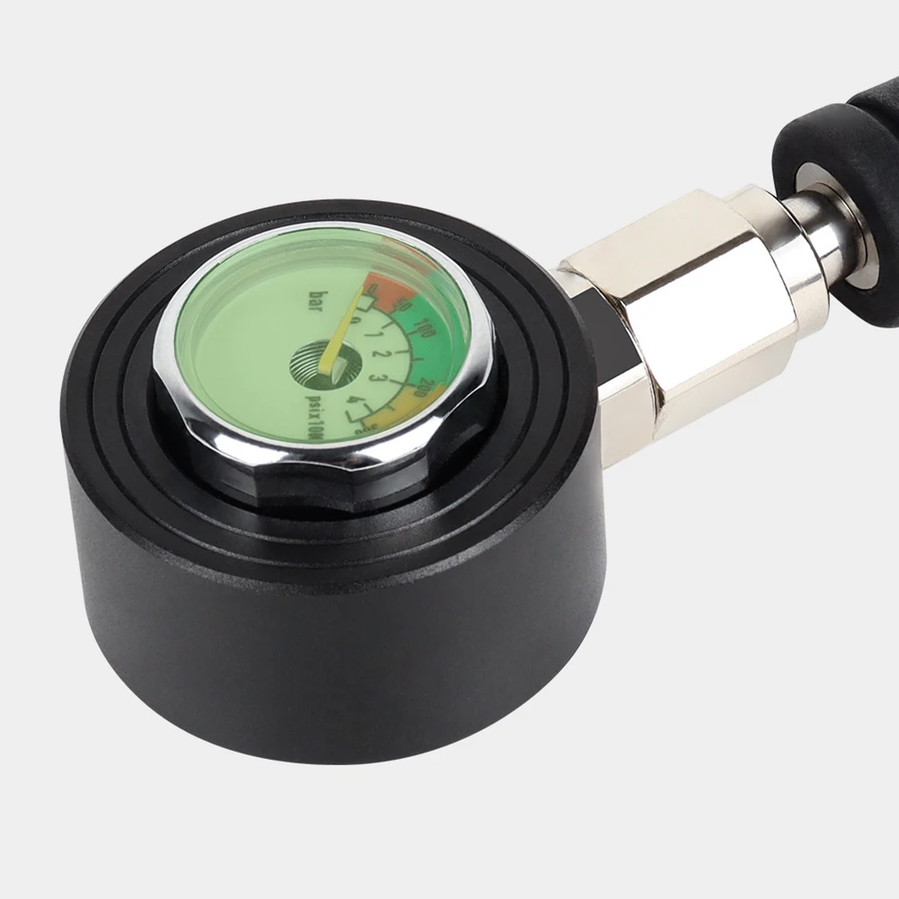 pressure-gauge-for-scuba-diving-with-carbon-fiber-woven-hose-7-16-20unf-thread-luminous-for-dial-suitable-for-tanks