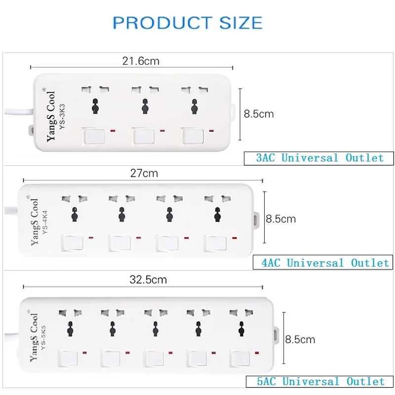 Universal para reino unido eua au ue plug multi-purpose 1.5m placa de fiação soquete de alta potência banco único interruptor de controle 10/16a 250w ac