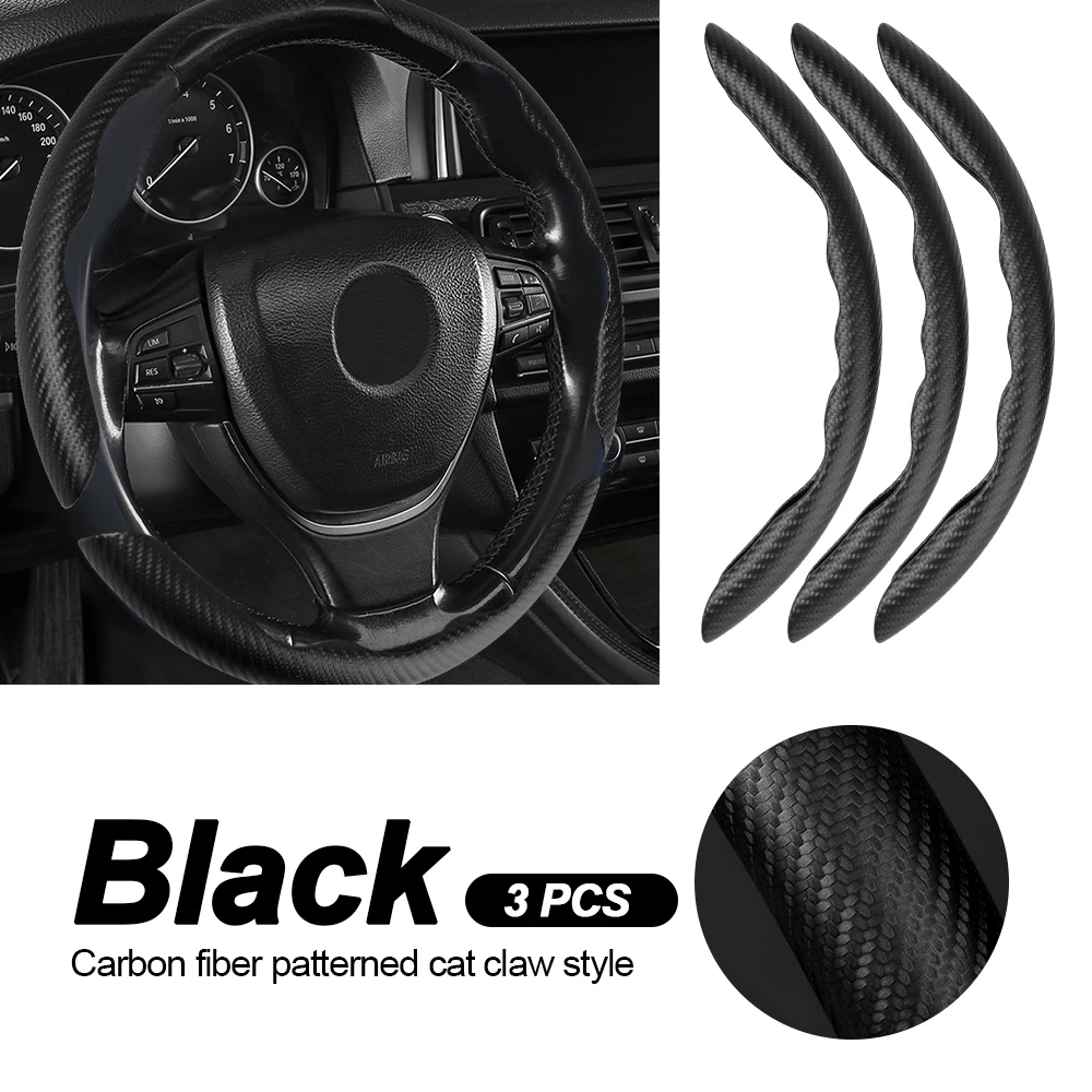 3Pcs Carbon Fiber Car Steering Wheel Cover Non-Slip Steering Wheel Booster ultra-thin Non-Slip Protective Cover Accessories