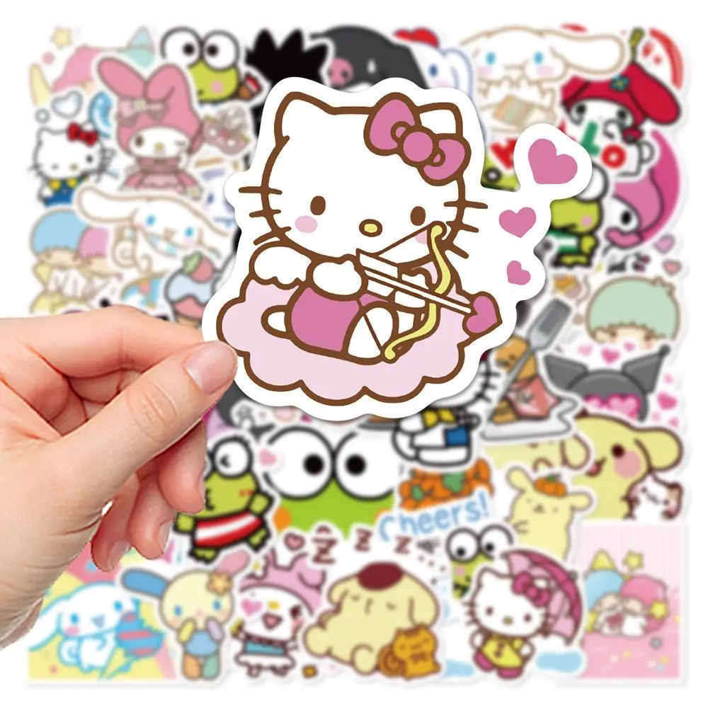 Sanrio 100pcs Kawaii My Melody Kuromi HelloKitty Stickers for Kids DIY Laptop Phone Diary Cute Cartoon Sanrio Sticker Decals