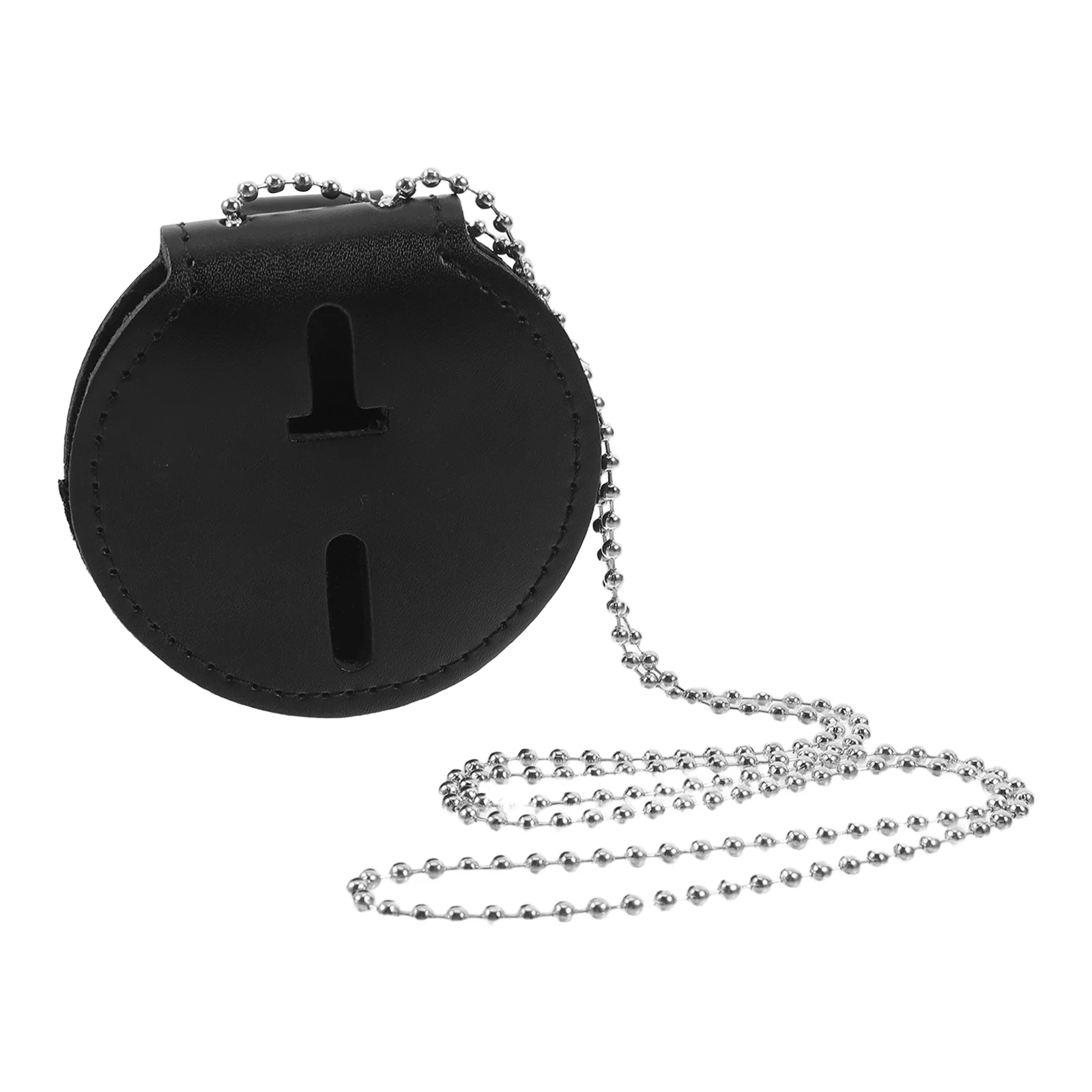 Multifunctional Pu Badge Id Holder With Clip Chain Necklace Transparent Window Security Badge Desk Accessories ganizer Circular