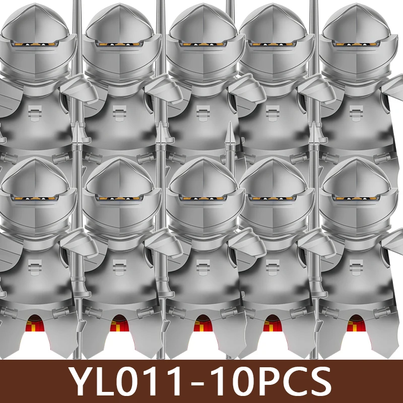 Mittelalterliche Burg-Soldaten-Figuren Bausteine Militär Armee Ritter Römischer Krieger Infanterie Miliz Ork Zubehör Bausteine Spielzeug