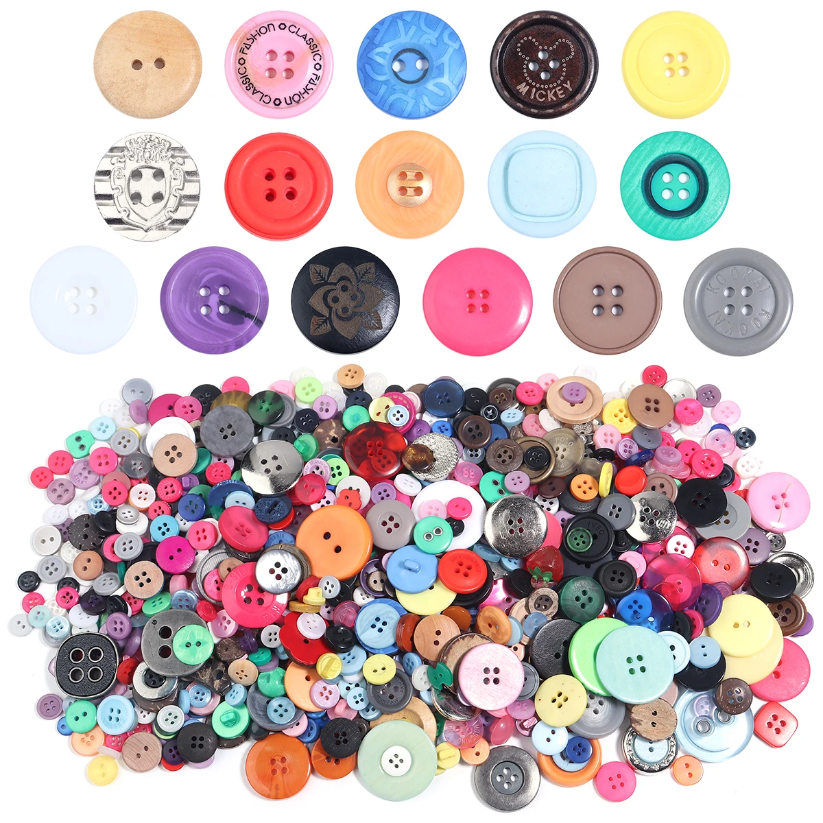 90Pcs/pack Colorful Round Resin Buttons Assorted Sizes Bulk Buttons For Handmade Creative Crafts Sewing Clothing Accessories 50g
