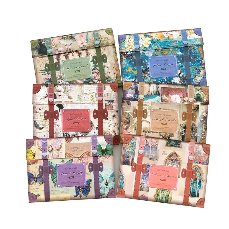 60Sheets Material Paper Dreamlike Retro Box Type Base Background Notebooks Decoration Writing Pads Handbook Scrapbook 172*115mm