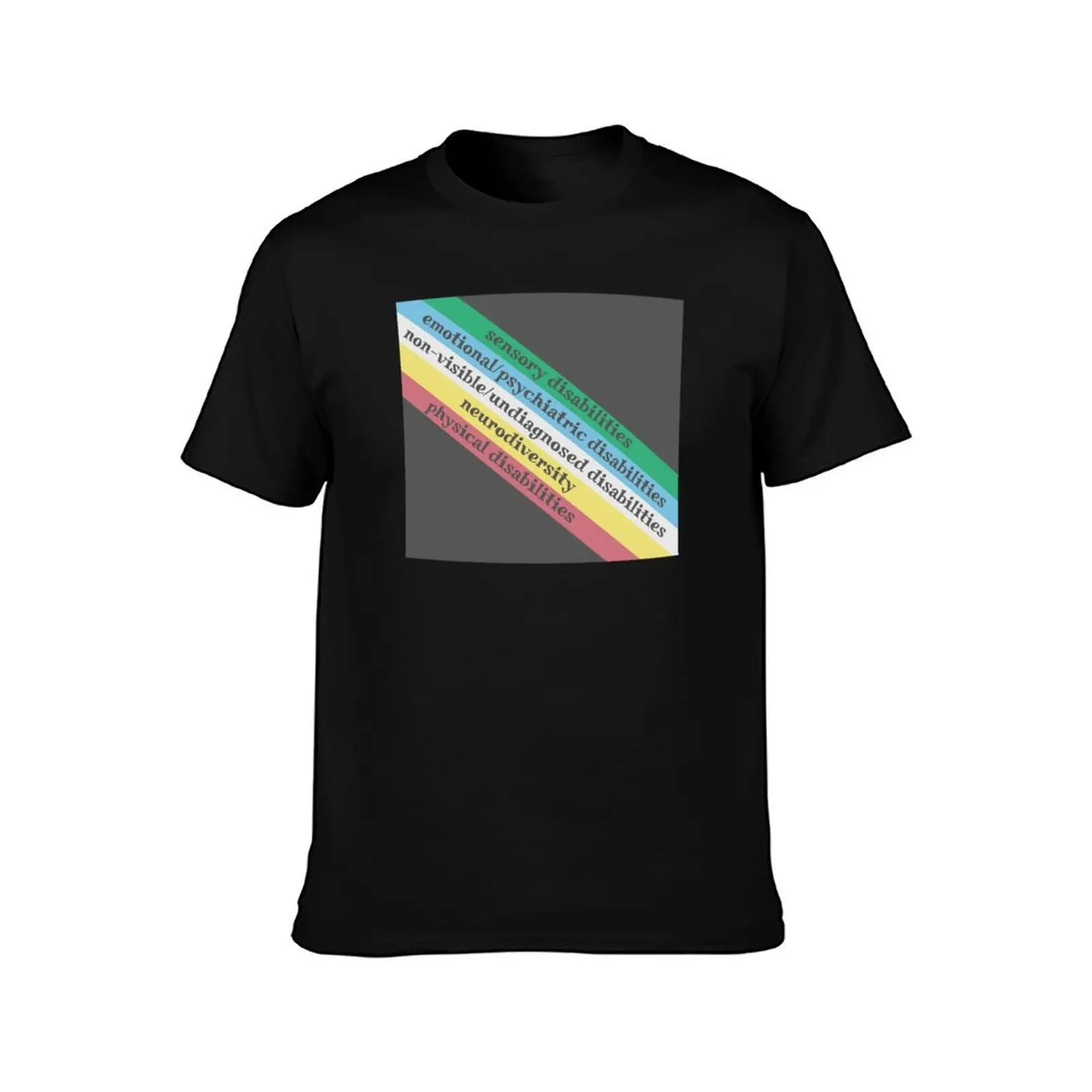 Disability pride flag T-Shirt Comfortable Basic Crew Neck Tee T-Shirt