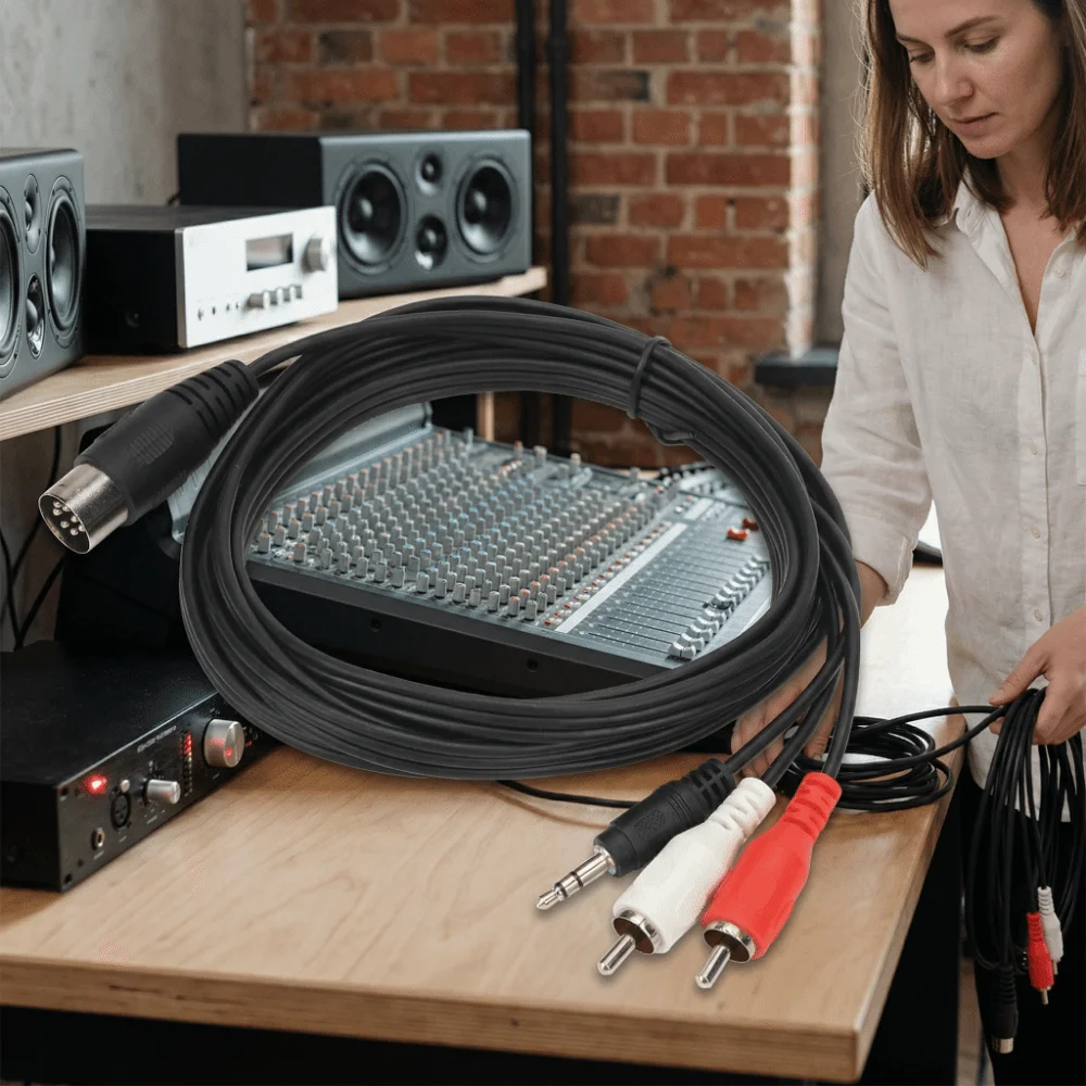 

Male to Male DIN 8Pin to 3.5mm + 2RCA Cable Plug and Play 5.9ft DIN 8Pin Male Audio Lead Audio Connection Cable