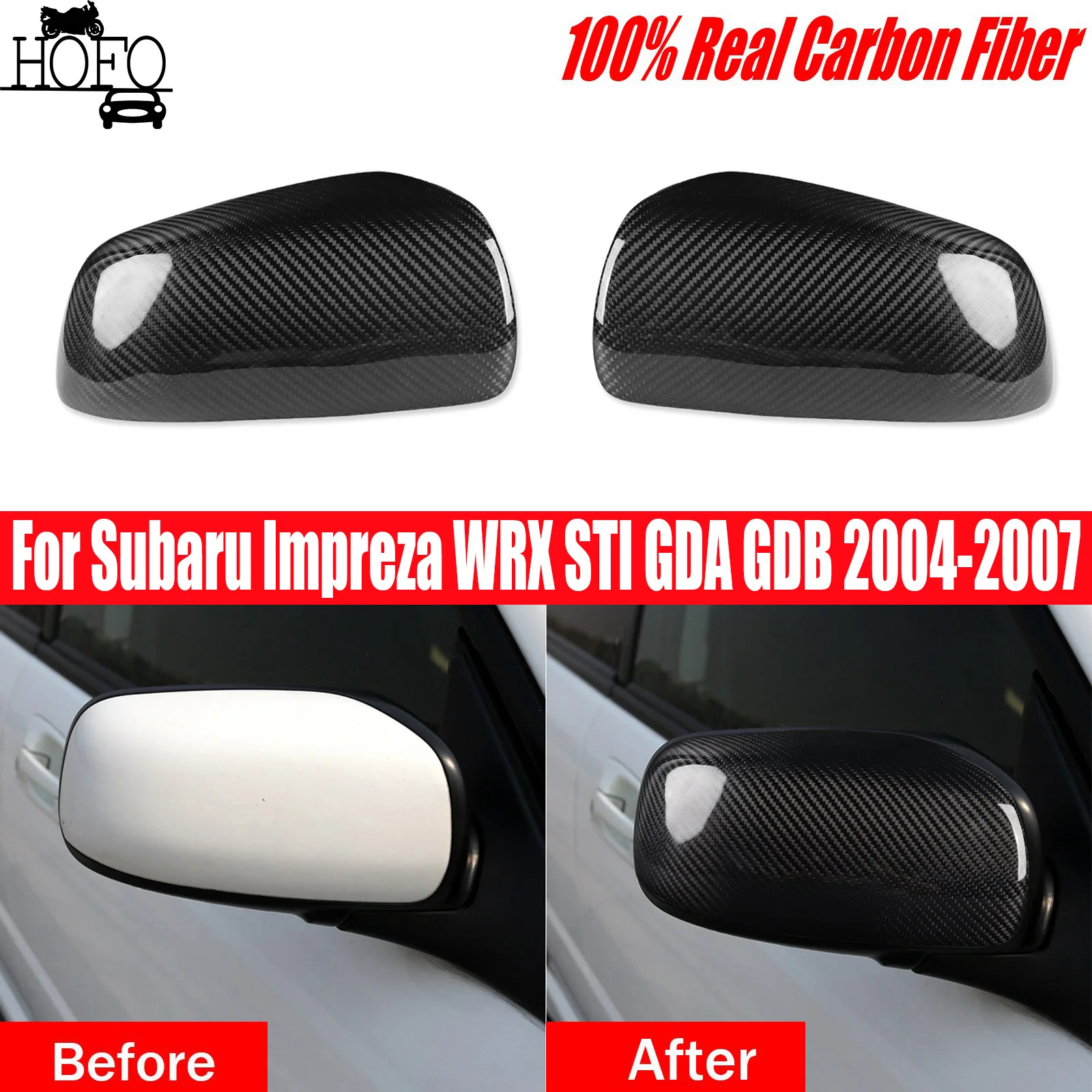 

2x REAL Carbon Fiber Side Mirror Cover Caps For Subaru Impreza WRX STI 2004-2007